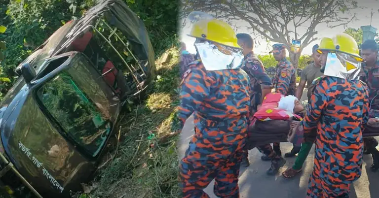 বিজিবির পিকআপ খাদে ও আহত বিজিবি সদস্য